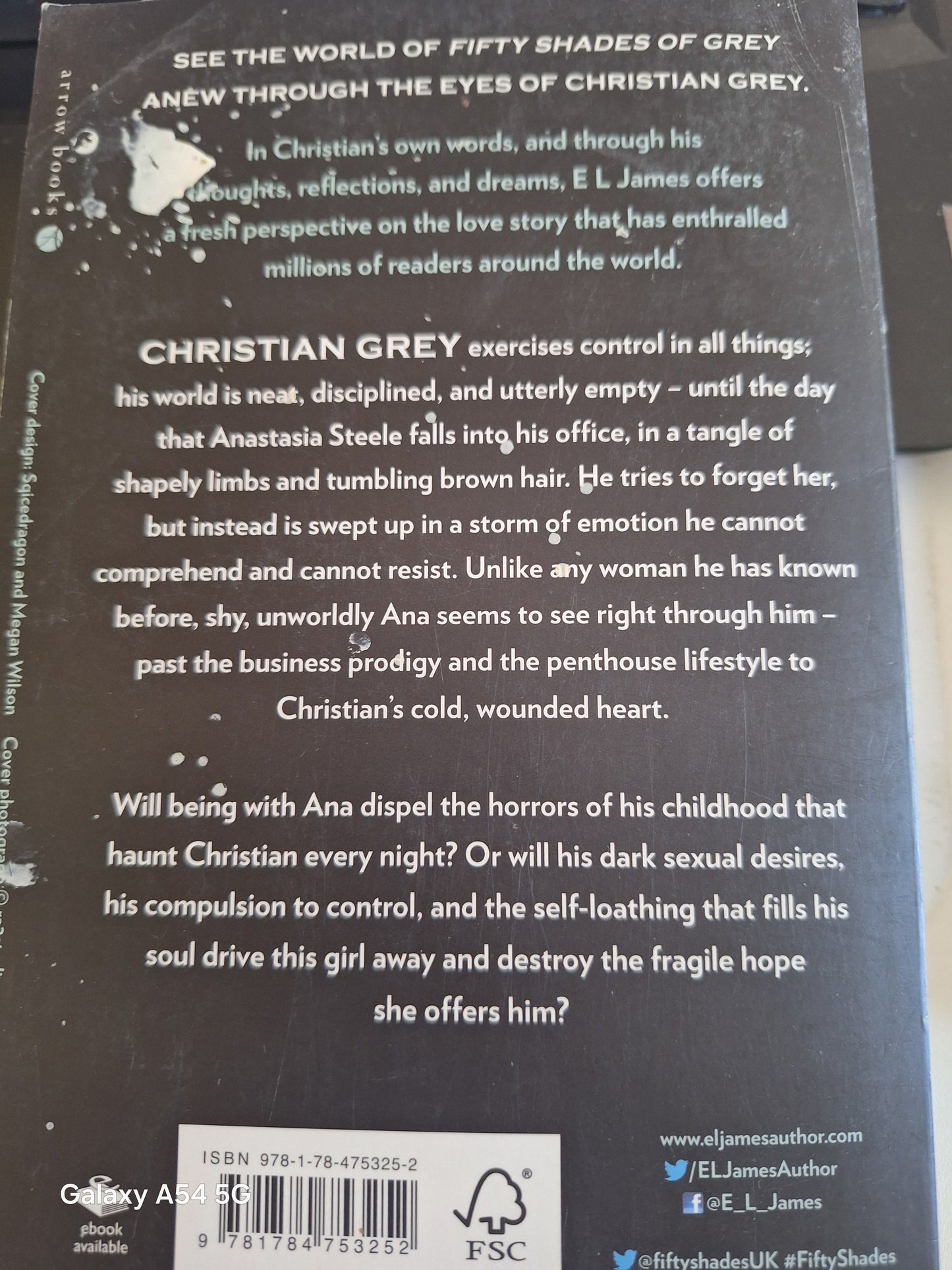 Fifty Shades of Grey told by Christian used book back cover describing the story and characters