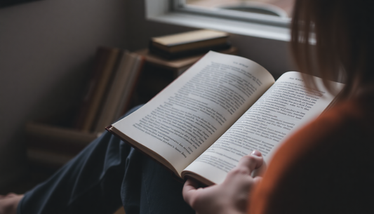 Person reading an open book near a window highlighting the best deals on used books UK