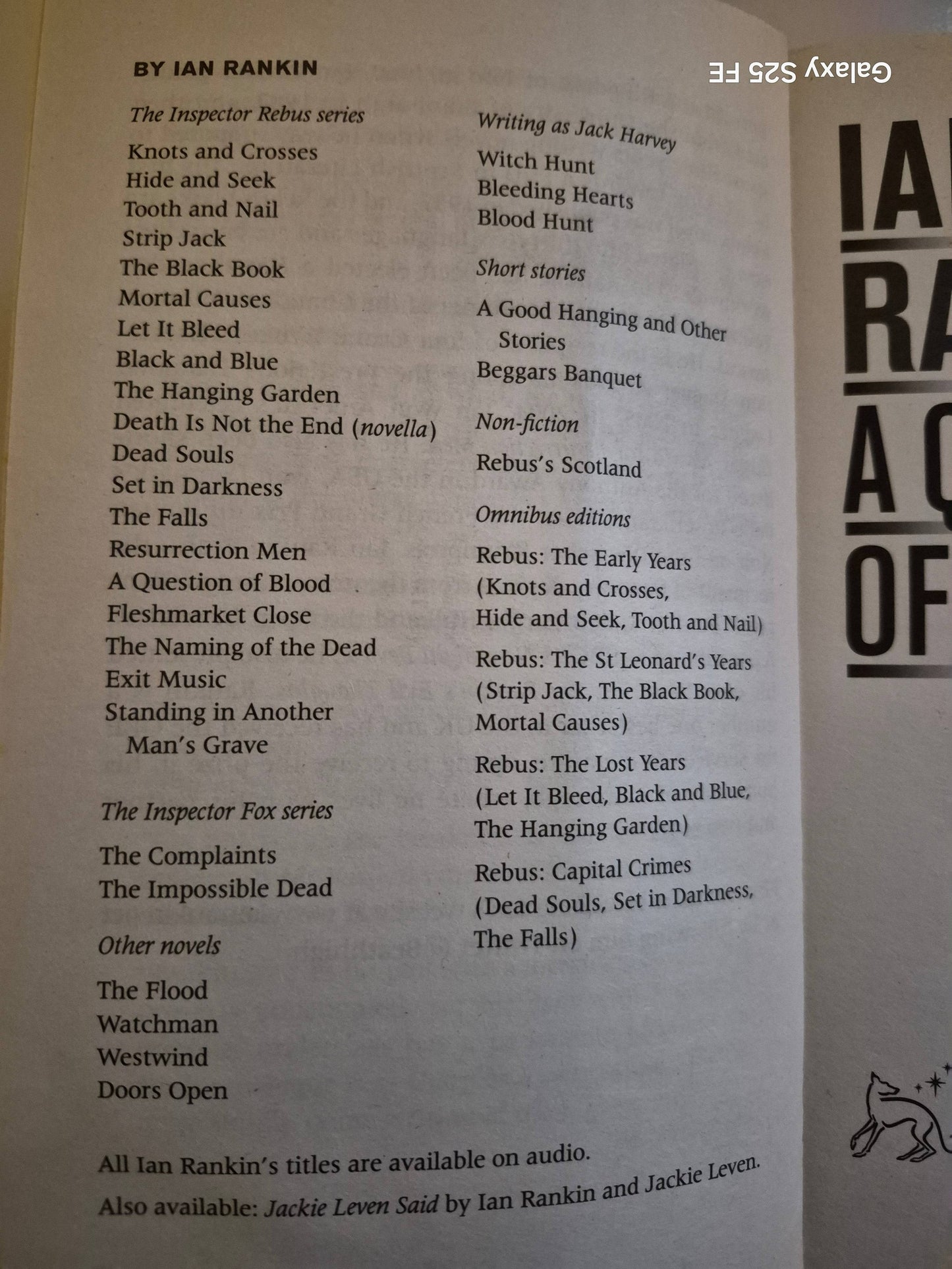 Ian Rankin  "A question of blood"