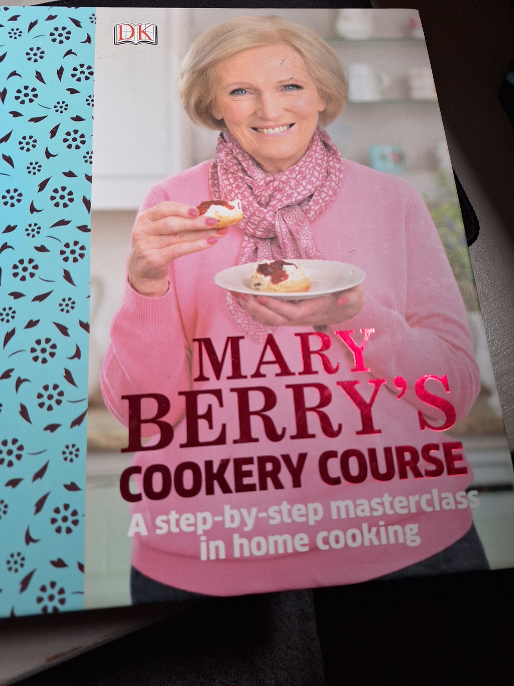 used Mary Berry's Cookery Course hardcover showing Mary Berry on cover holding cream scone with kitchen background