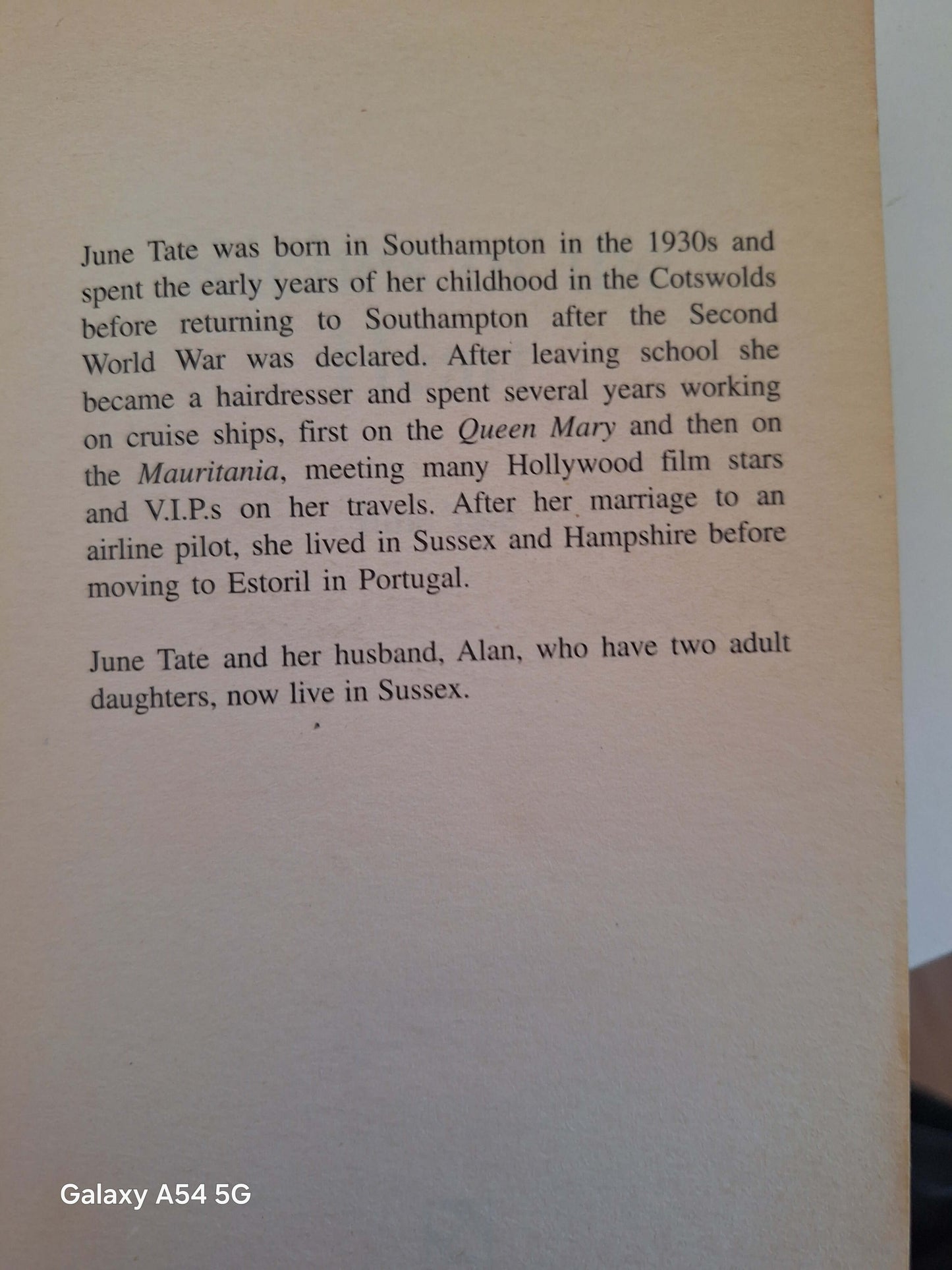 Riches of the Heart June Tate Book - 1920s Docklands Saga back cover biography of June Tate