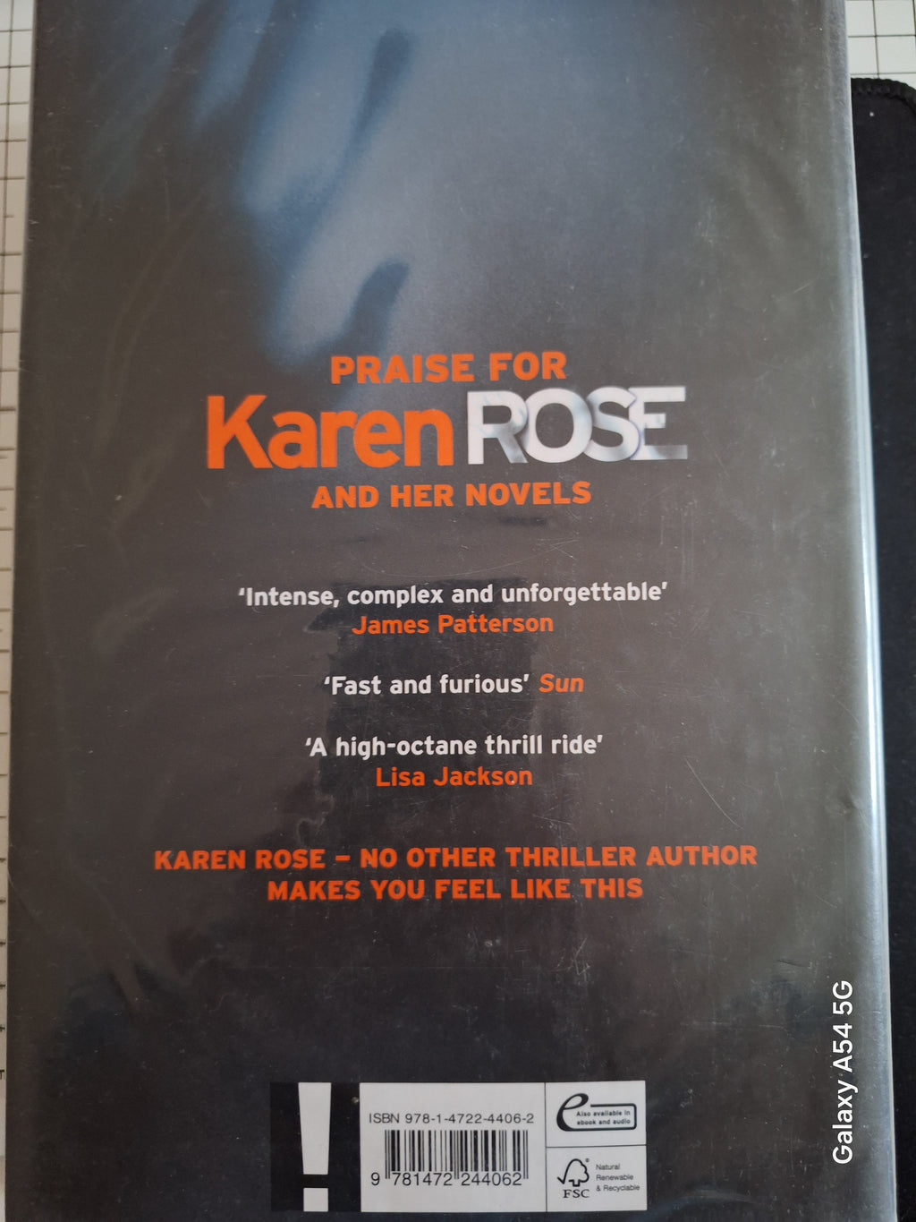 Back cover of a book by Karen Rose featuring praise quotes, highlighting the thriller genre and the keyword Death is not enough