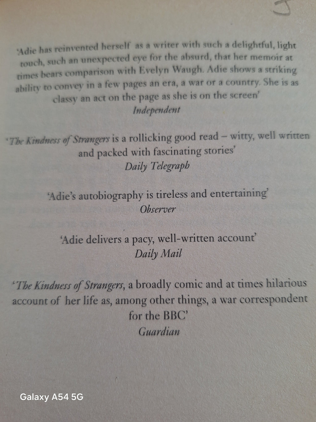 Kate Adie autobiography featuring reviews highlighting its engaging writing and captivating stories