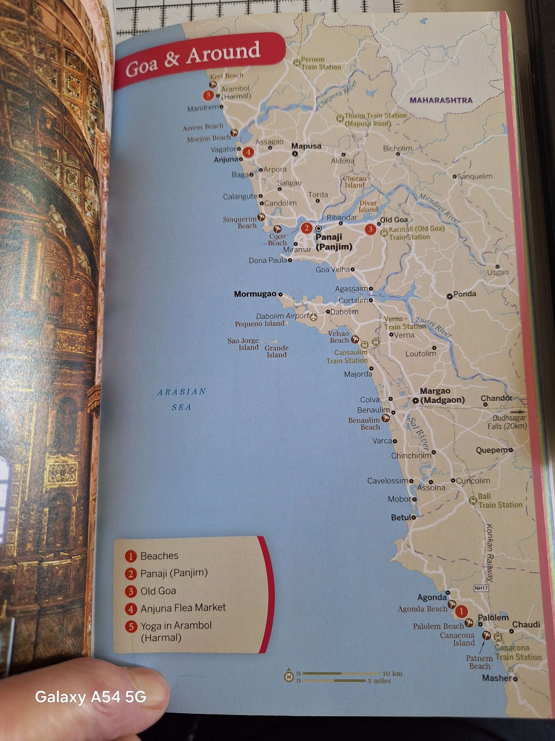 Map of Goa from the Lonely Planet Discover India guidebook showing beaches and local attractions