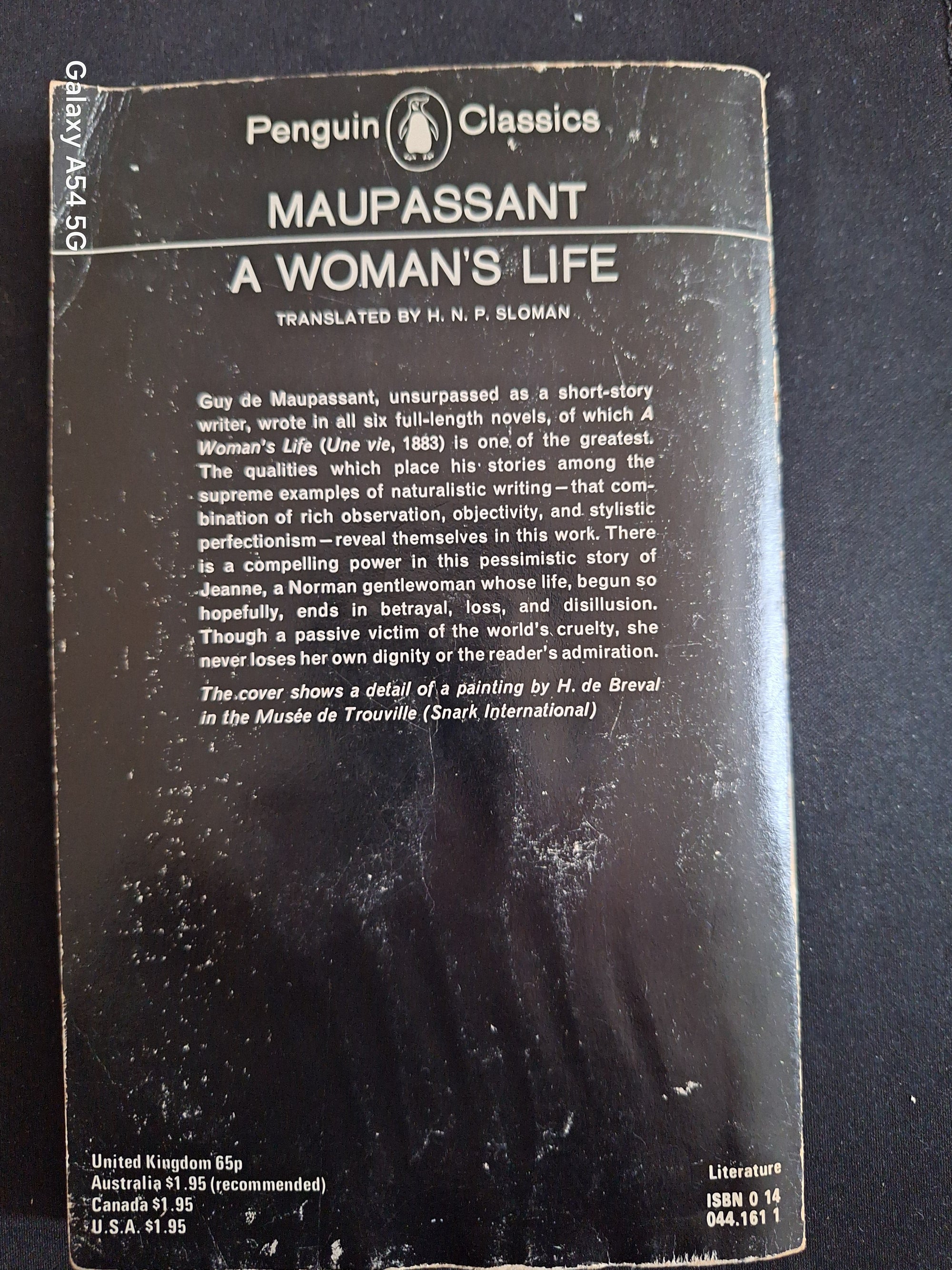 Penguin Classics Maupassant A Woman's Life book cover showing Maupassant books for sale