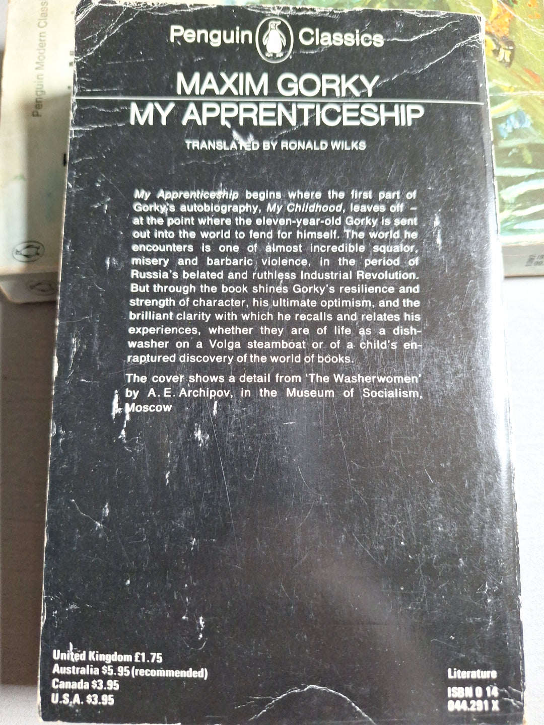 Maxim Gorky paperback 1974 Penguin Classics edition of My Apprenticeship with black worn cover