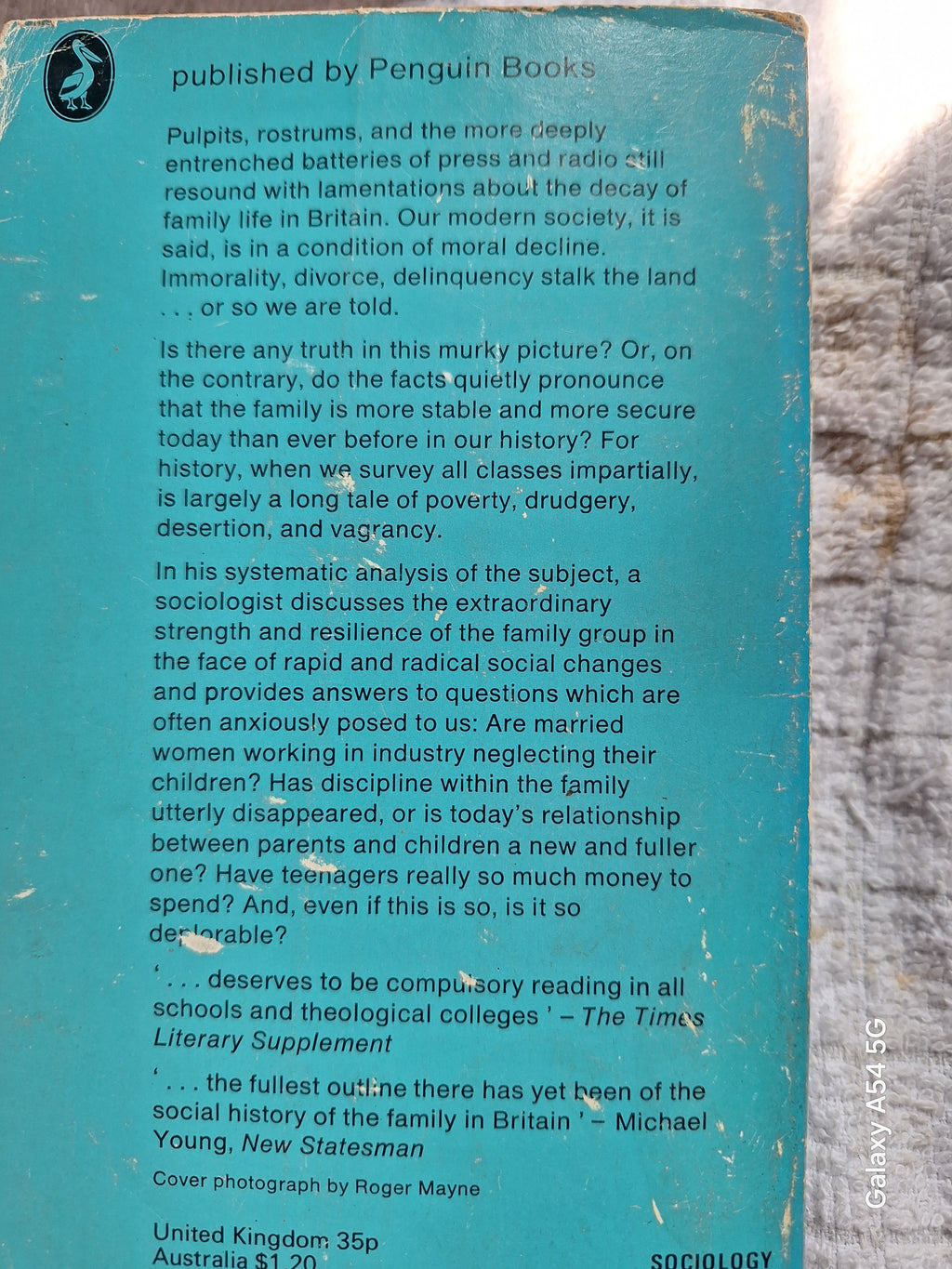 Paperback book titled The Family and marriage published by Slightly Read Books with worn blue cover and Penguin logo