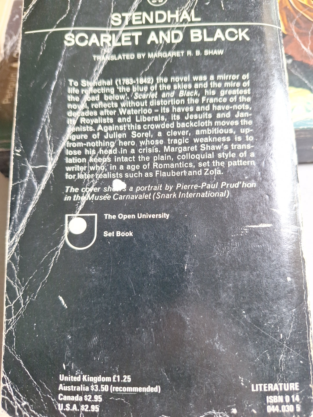 Scarlet and Black book cover by Stendhal with summary and pricing details from Slightly Read Books