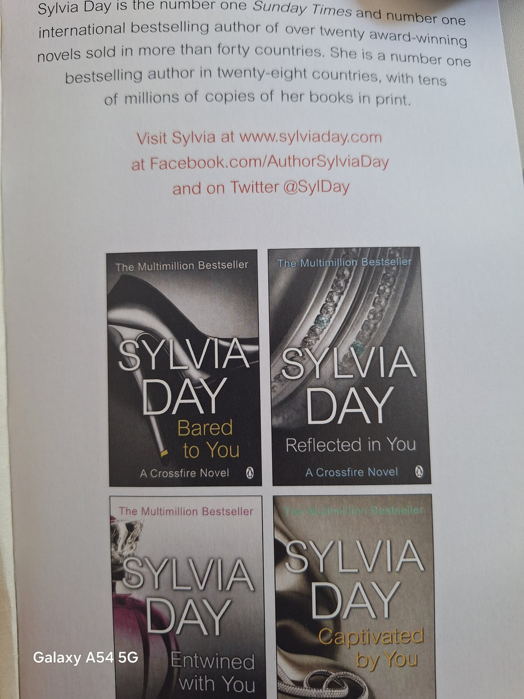 Crossfire series final novel for sale by Sylvia Day alongside previous titles in the series