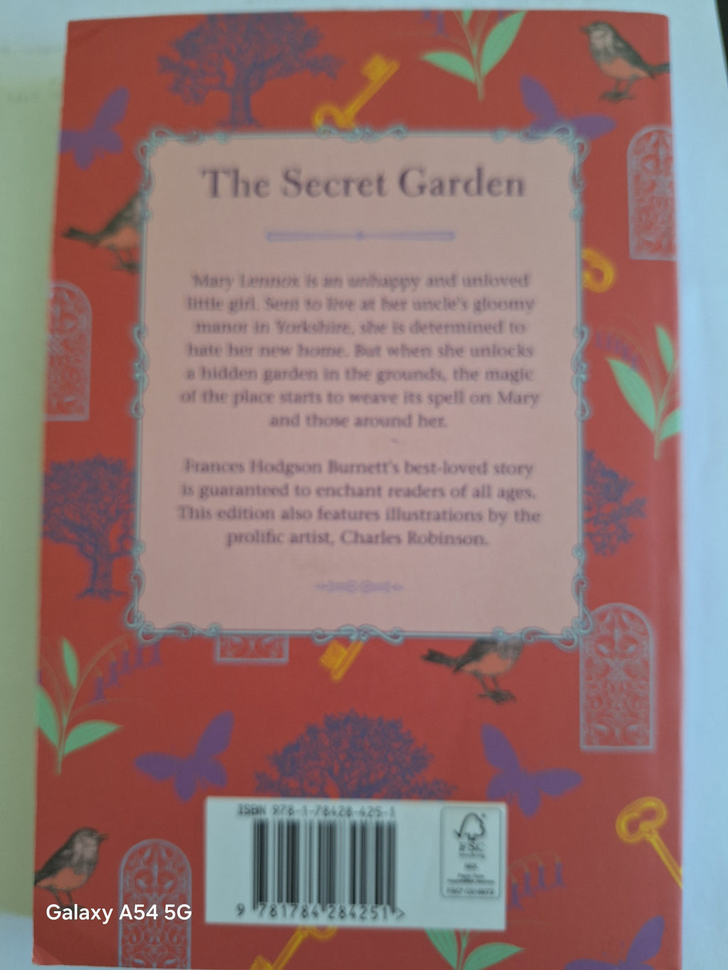 The Secret Garden used book by Frances Hodgson Burnett with colourful illustrated cover