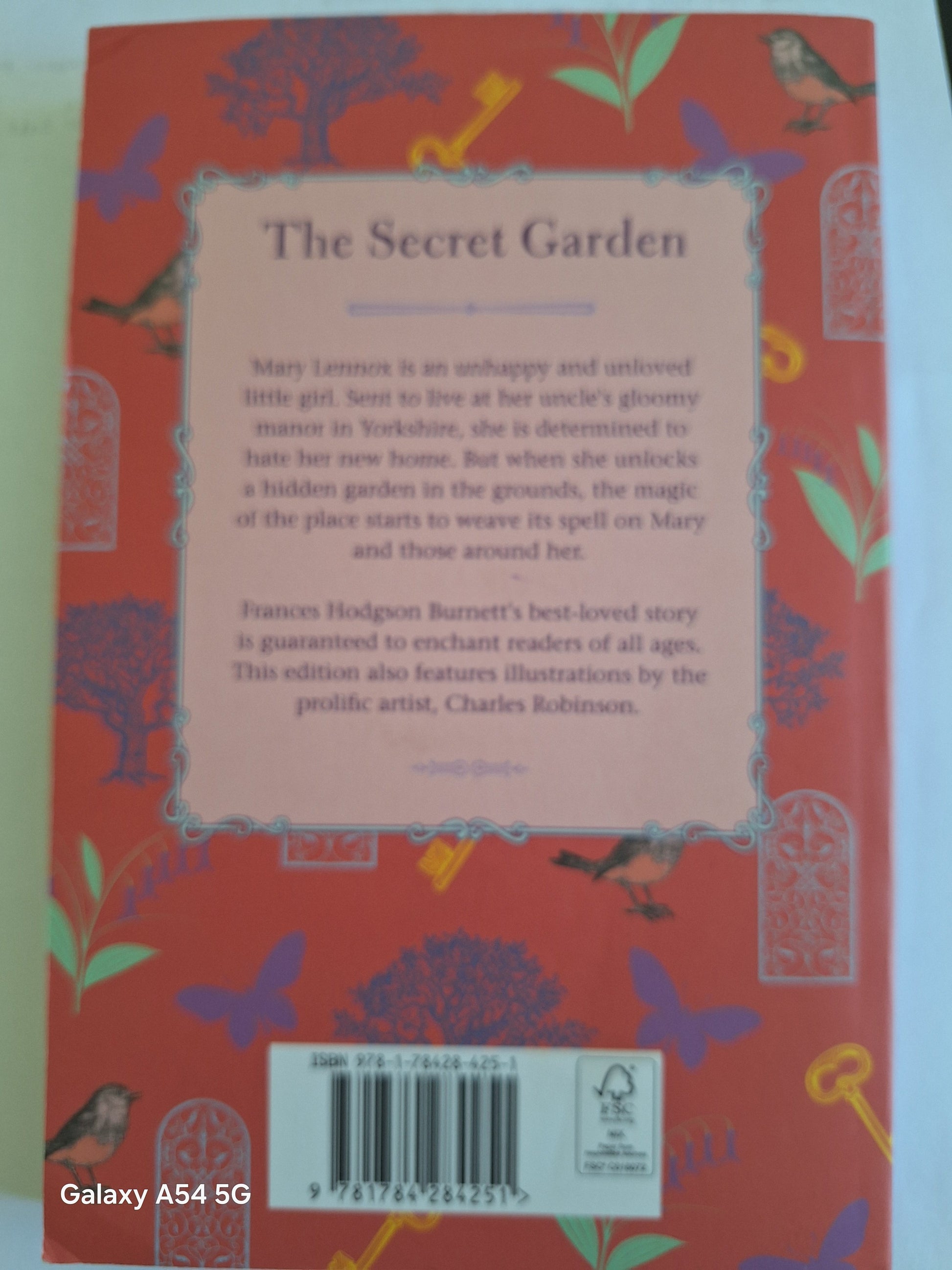 The Secret Garden used book by Frances Hodgson Burnett with colourful illustrated cover