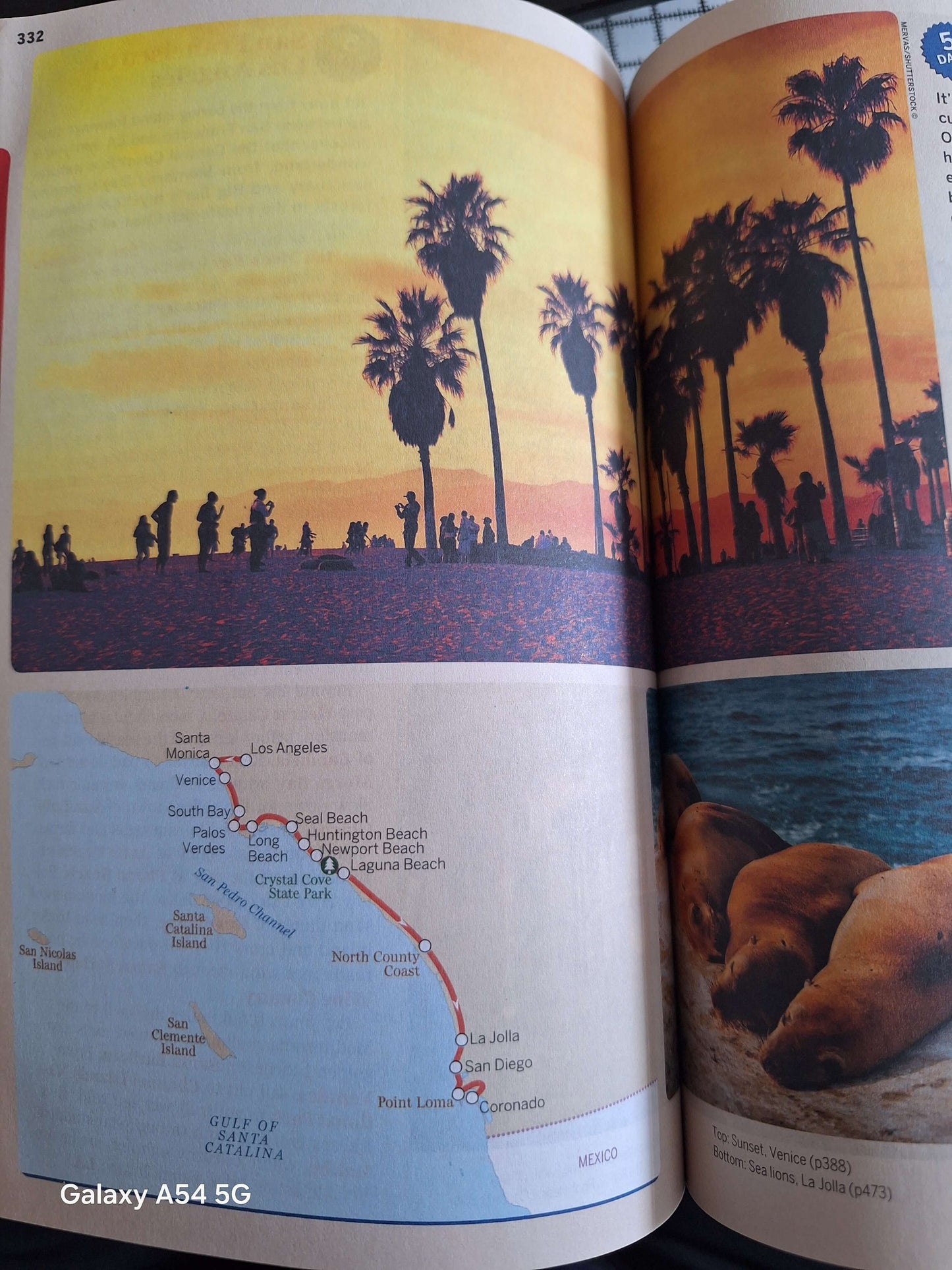 Map of California highlights from a used California travel guide UK with scenic views and attractions